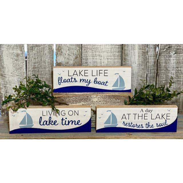 DNS Designs - Wholesale Sign - At The Lake/Lake Life/ Lake Time Blocks (3 Assorted)