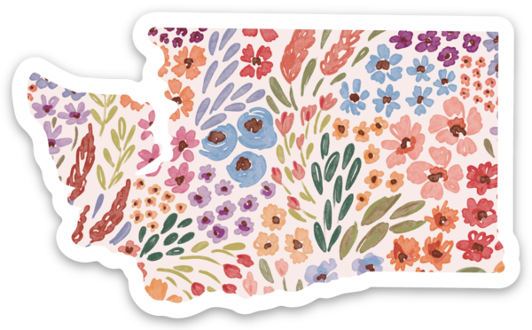 Elyse Breanne Design - Wholesale Sticker - Washington State Floral Sticker 3x2in.4