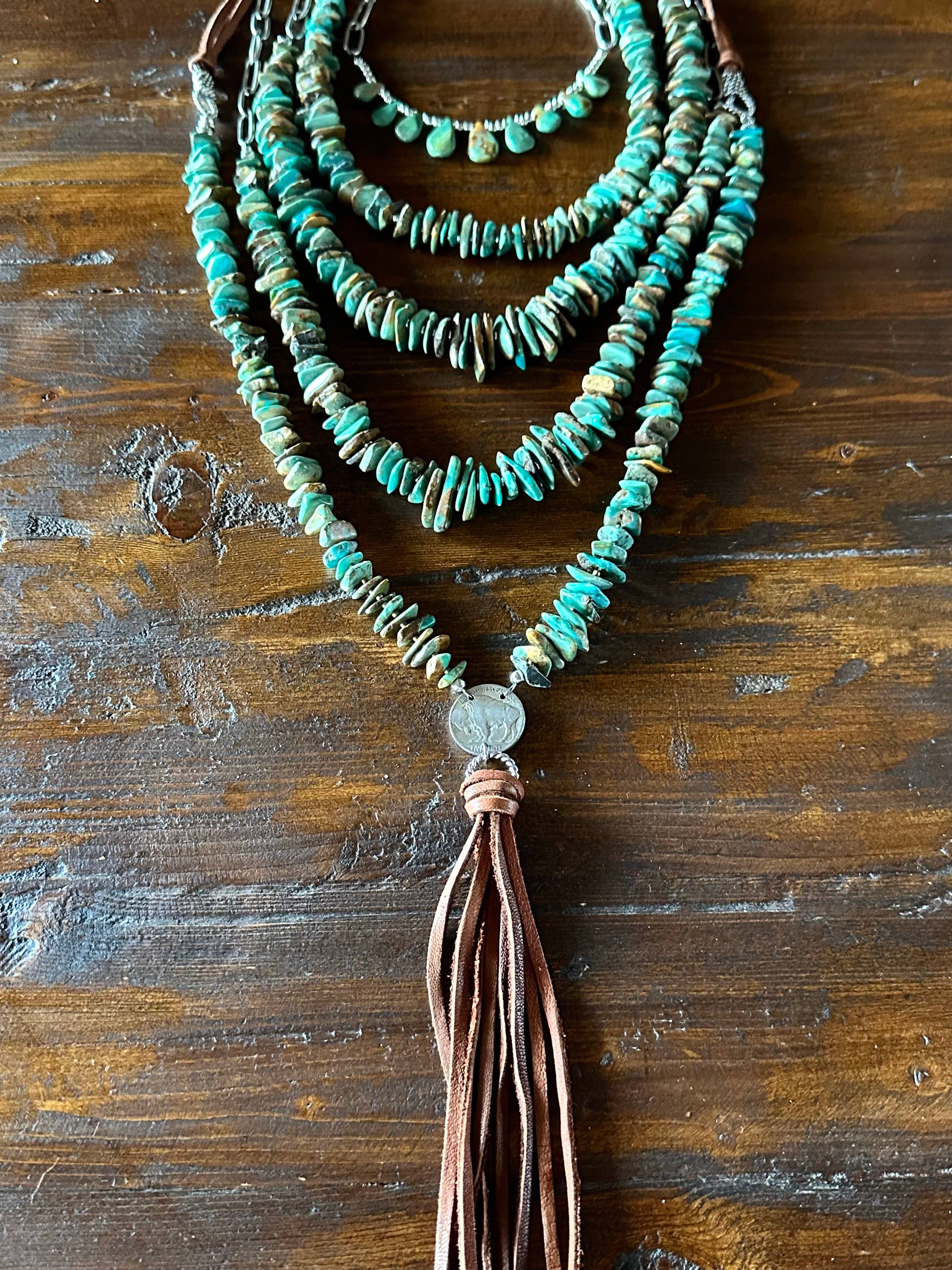 Fleurdesignz Western Jewelry - Wholesale Pendant/Charm Necklace - Natural Turquoise Chip Necklace, Layering Necklace, Stacked Necklace6