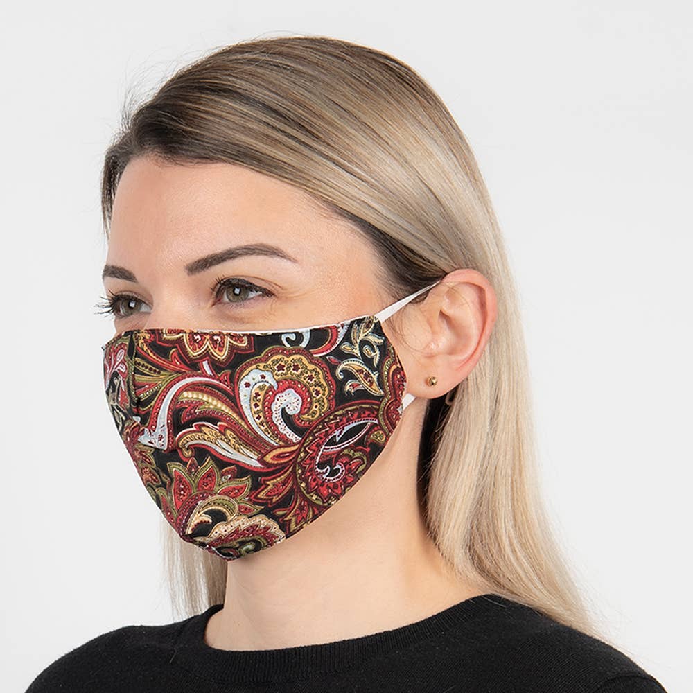 Clayre & Eef – Engroshandel Mundbind – FM0011 Vaskbar ansigtsmaske 13x26 cm brun sort bomuld1