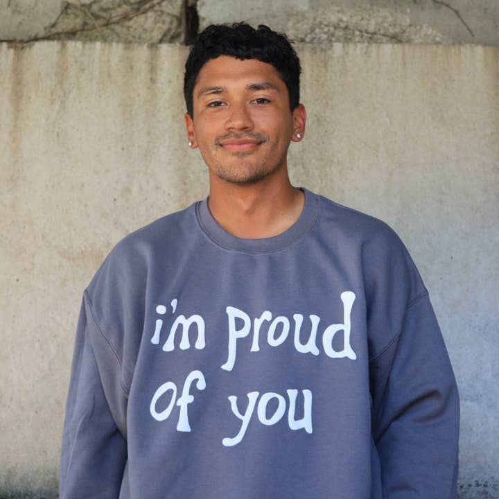 biig Pluto - Wholesale Graphic Sweatshirt - Unisex - PROUD OF YOU CREW GREY