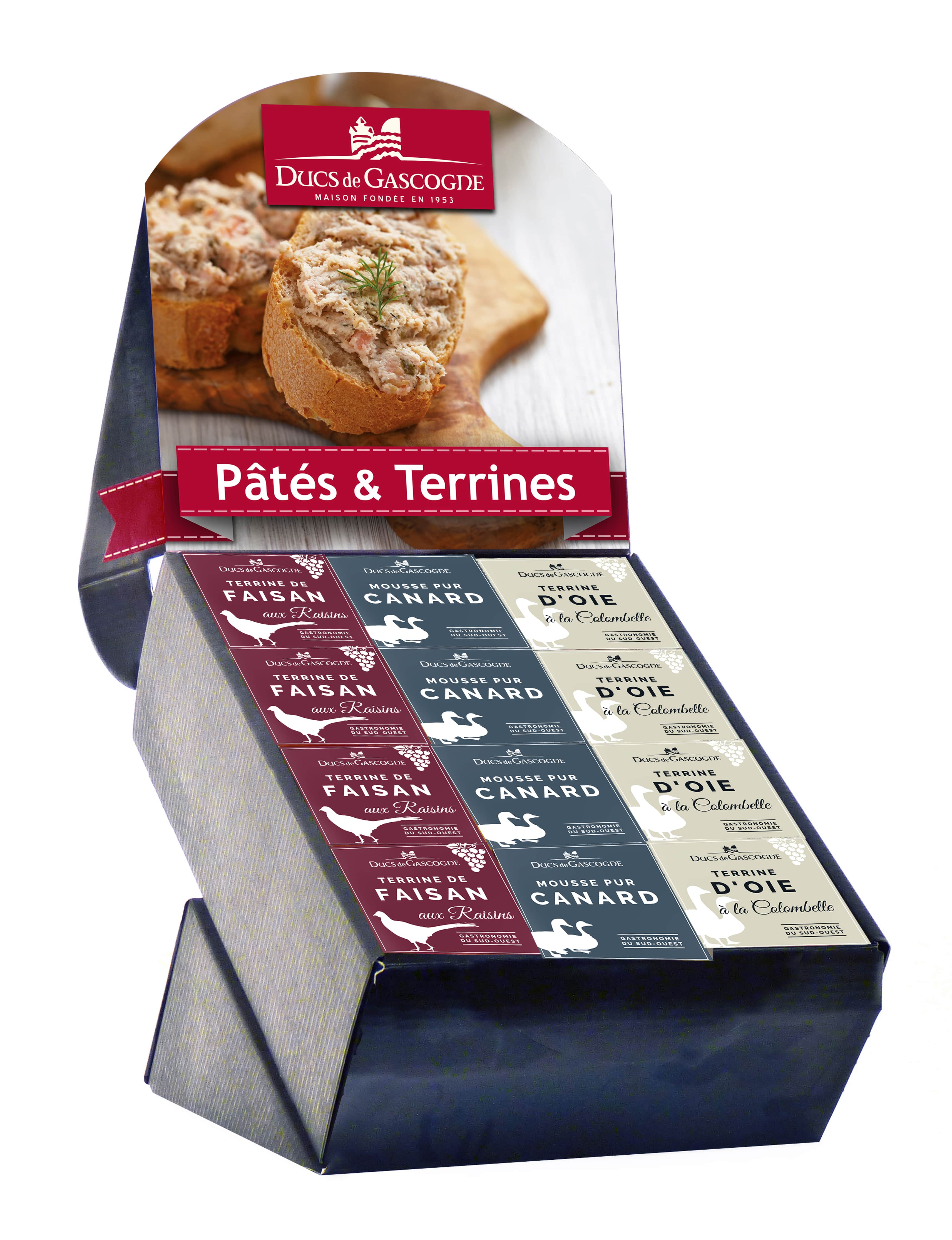 Gourmandise - Wholesale Retailer Display - Food & Drink - Pâté Bird display Ducs de Gaascogne 24 terrines of 65 g.
