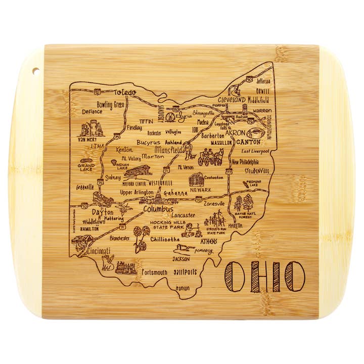 A Slice of Life Ohio Cutting & Charcuterie Board for wholesale by Totally Bamboo