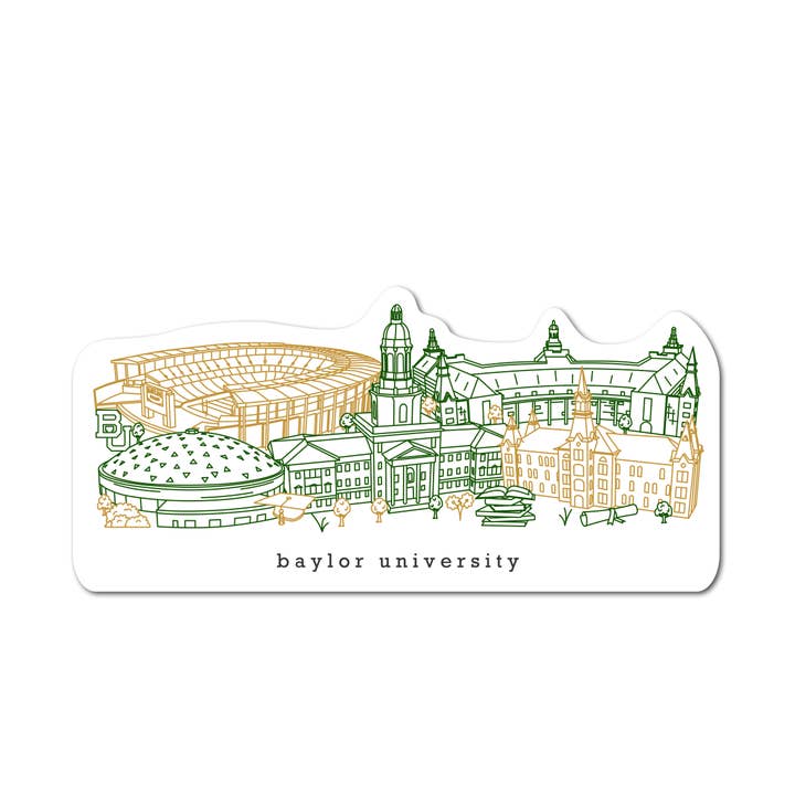 Townsville Art - Wholesale Sticker - Baylor University Minimalist Sticker or Magnet Texas Art