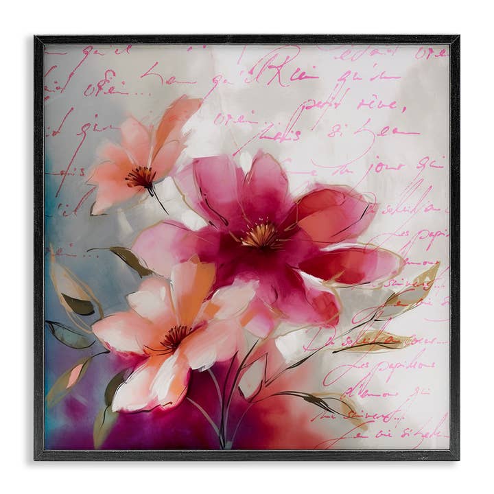 Stupell Industries - Wholesale Wall Sign - Pink Vintage Florals - Framed Wall Art