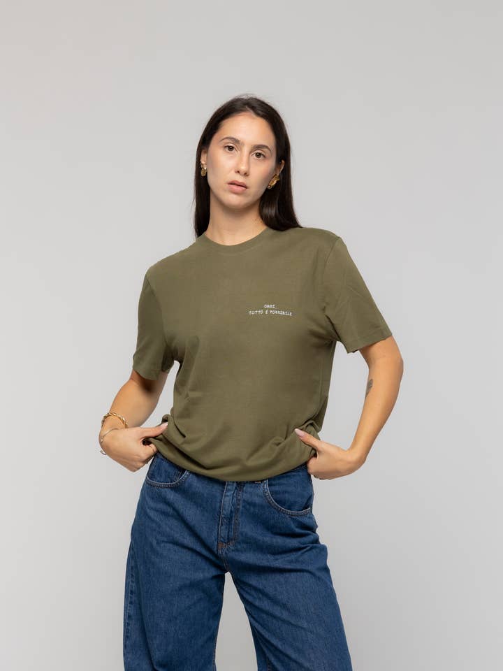 Khaki Universe Printed T-shirt for wholesale by Giorgia Fratta