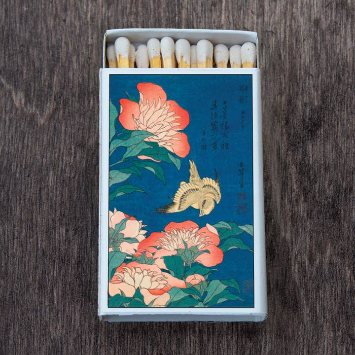 Boîte d'allumettes Pivoines et Canari de Hokusai • Accessoire Bougie • Allumettes pour la vente par Most Amazing