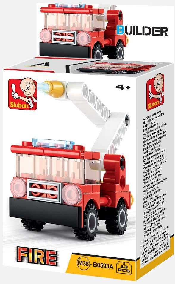 Texas Toy Distribution - Vendita all'ingrosso Set di costruzioni - Bambini - Set espositore Builder veicoli dei pompieri, 2 pezzi per ogni kit A-D7