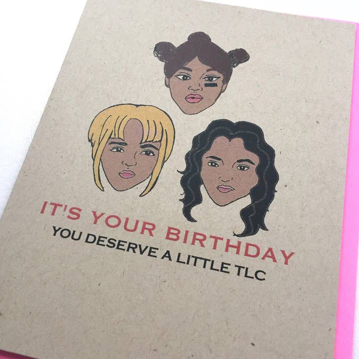 Papermain - Wholesale Birthday Card - TLC Birthday Card, Tbox Left Eye Chili Card, 90s Hip hop Card, 90s party, TLC no scrubs1