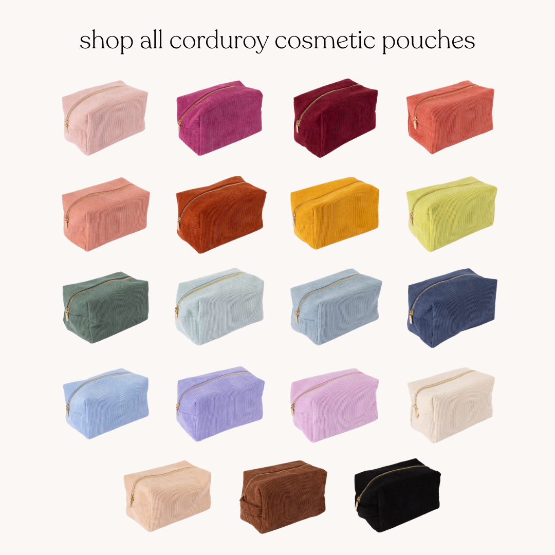 Elyse Breanne Design – bolsa de maquilhagem e cosméticos por atacado – Bolsa de Cosméticos de Veludo Cotelê Lilás4