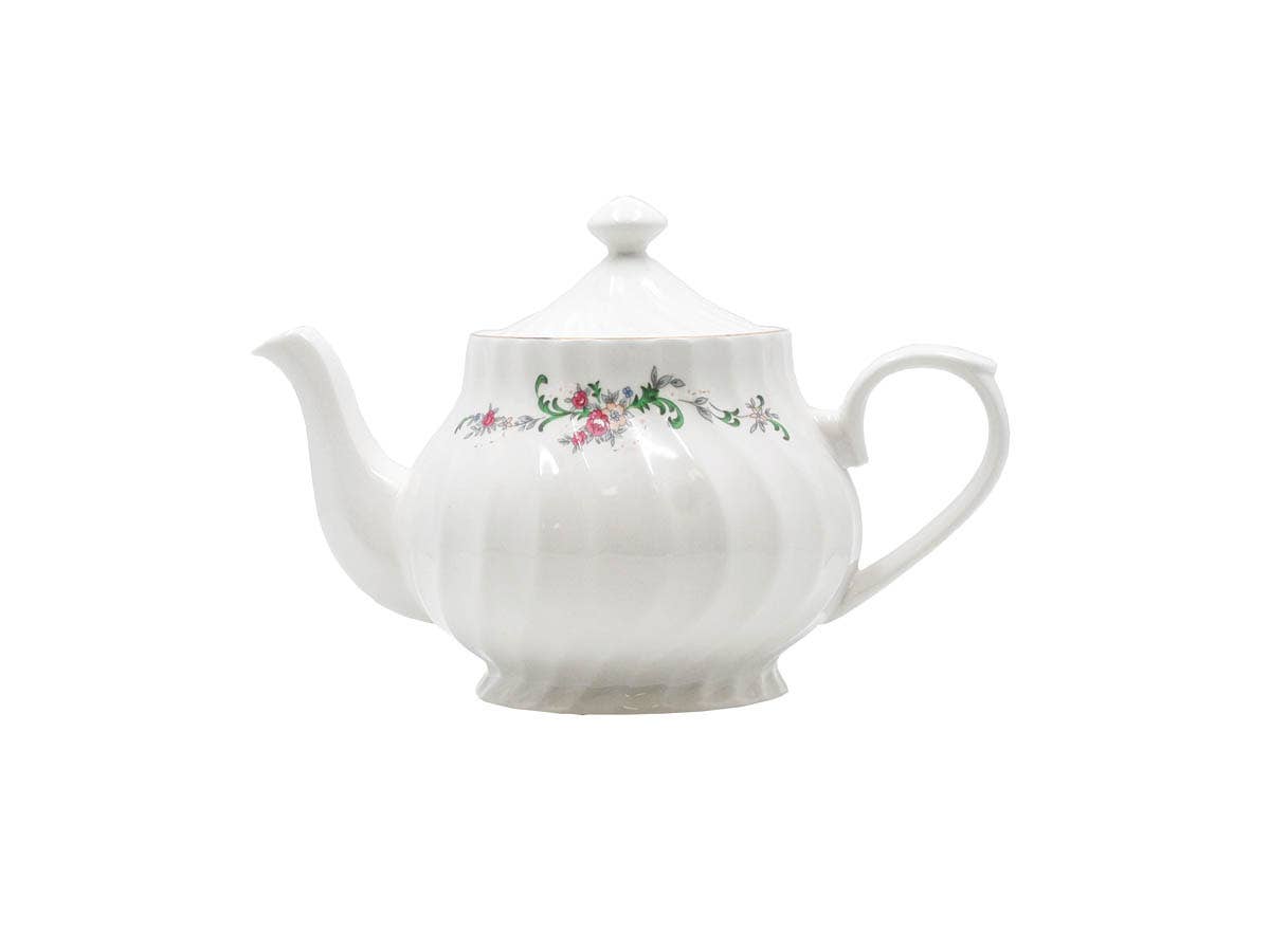 Lynns - Venta al por mayor Teteras - Tetera elegante de porcelana de 1,1 L con diseño vintage en espiral6