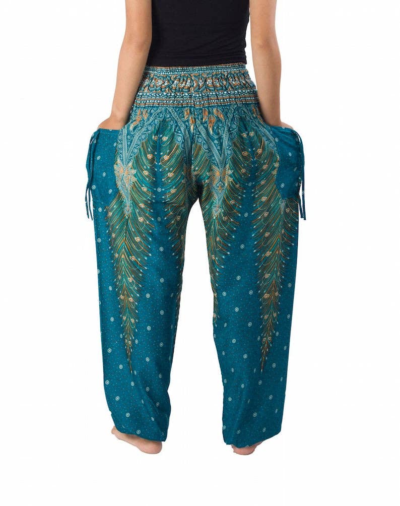 Studio 12 Collective (previously Ethnic Lanna) – Großhandel Hose – Damen – Haremshose Boho mit gesmokter Taille und Taschen - Pfau11