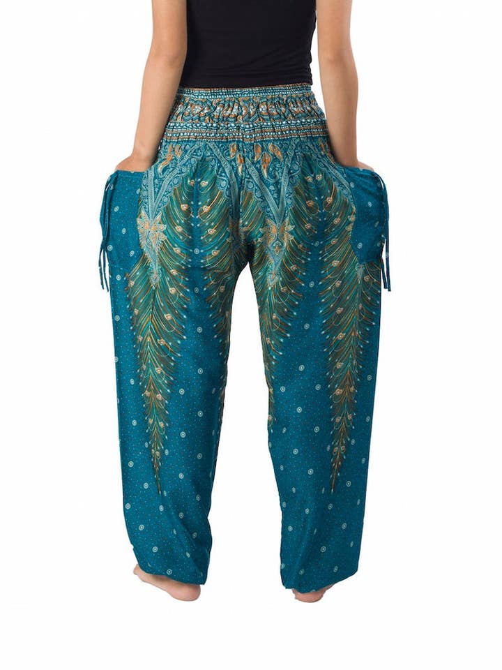 Studio 12 Collective (previously Ethnic Lanna) – Großhandel Hose – Damen – Haremshose Boho mit gesmokter Taille und Taschen - Pfau11