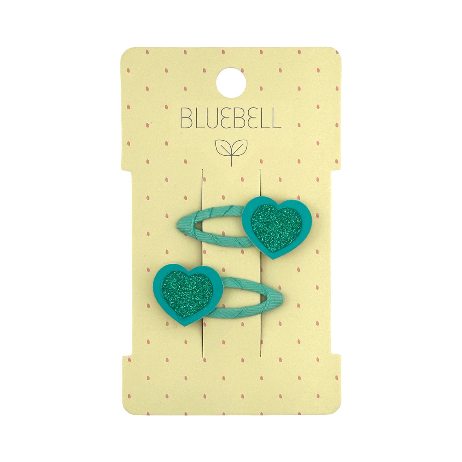 Bluebell Petite - Wholesale Hair Clip - Kids - Green Heart Glitter Click Clack 4cm