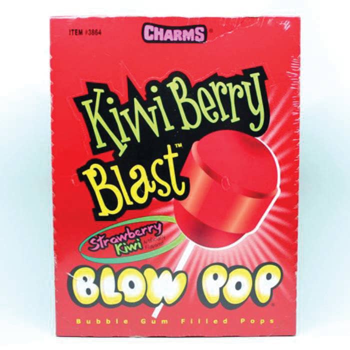 Grandpa Joe's Candy Shop - Wholesale Lollipop - Charms Kiwi Berry Blast Blow Pop Lollipop, 48ct Case
