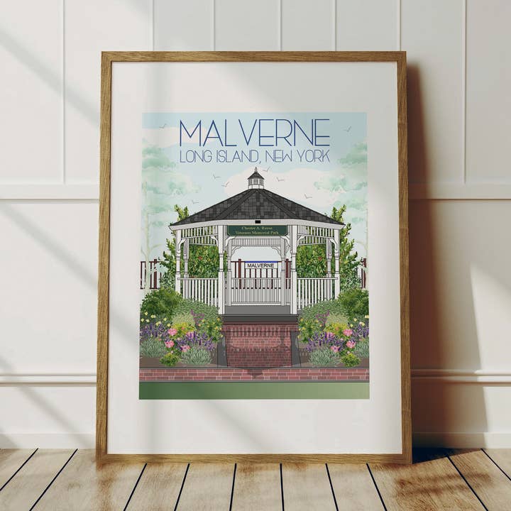 Long Island Travel Art Print - Malverne voor wholesale door Fox Burrow Designs