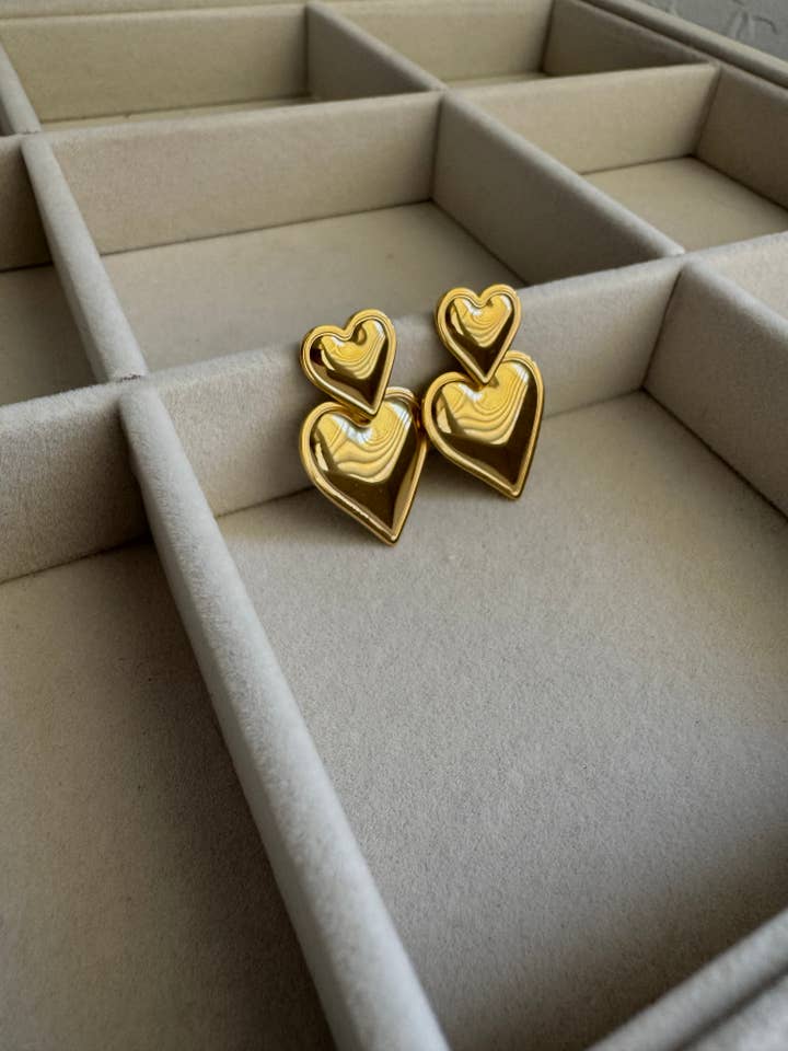 Stacked Heart Earrings for wholesale by Sweet Grove Collective