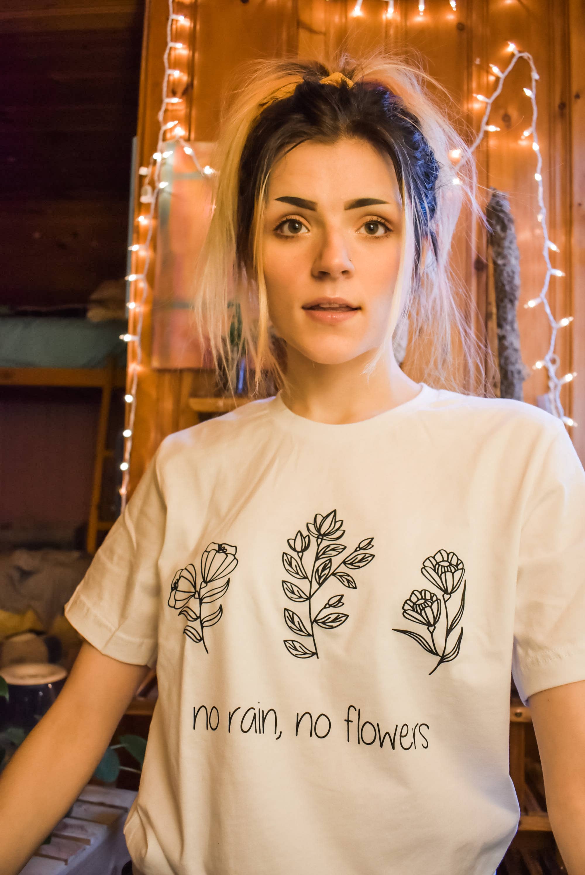The Funnel Cake Tree - Wholesale Screen Printed T-Shirt - Women's - No Rain No Flowers Graphic Tee5