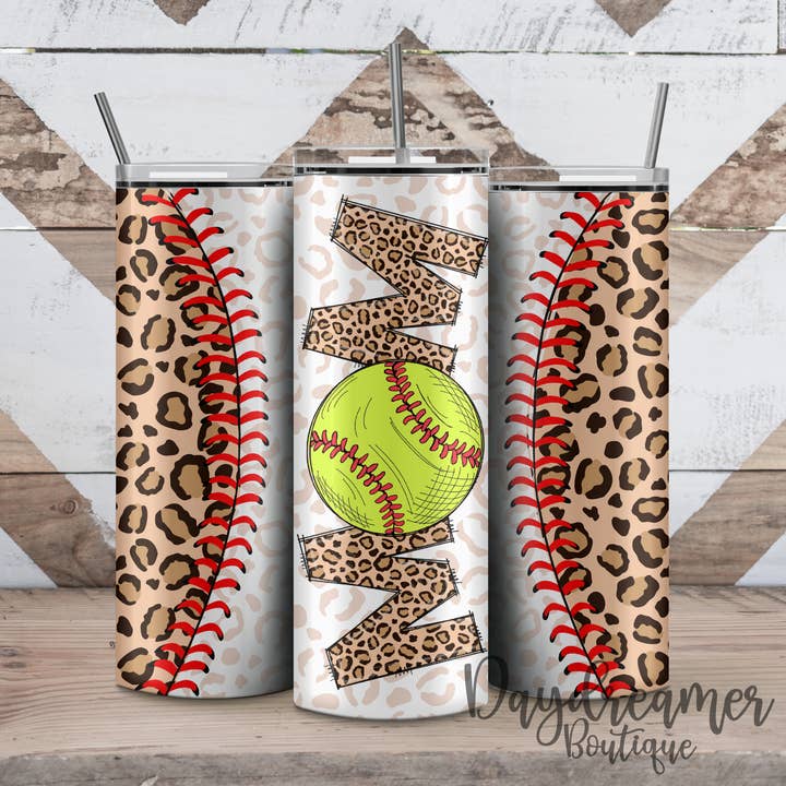 Gobelet Leopard Softball Mom pour la vente par Daydreamer Designs