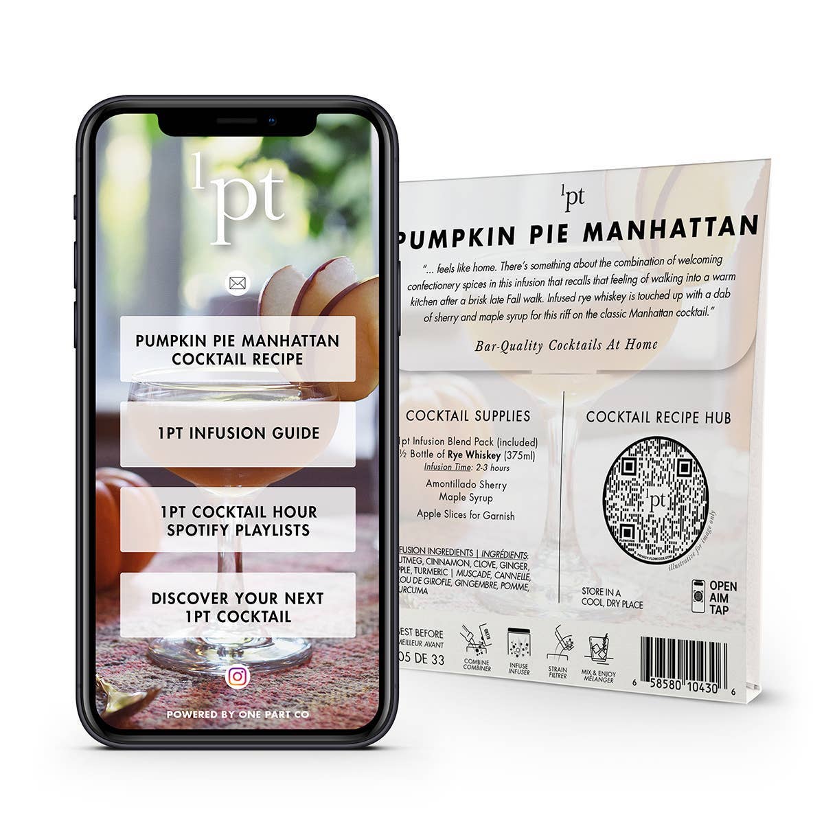One Part Co. - Wholesale Cocktail Mix/Syrup - 1pt Pumpkin Pie Manhattan Cocktail Pack3
