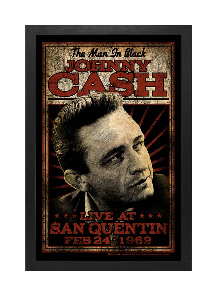 Johnny Cash - Tableau encadré San Quentin en direct pour la vente par Pyramid America