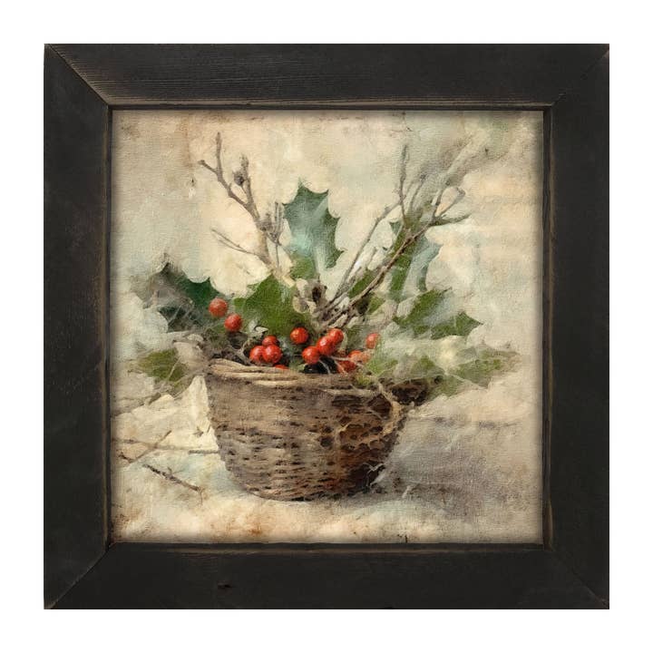 ginger blue - Wholesale Art Print - Basket- holly berries