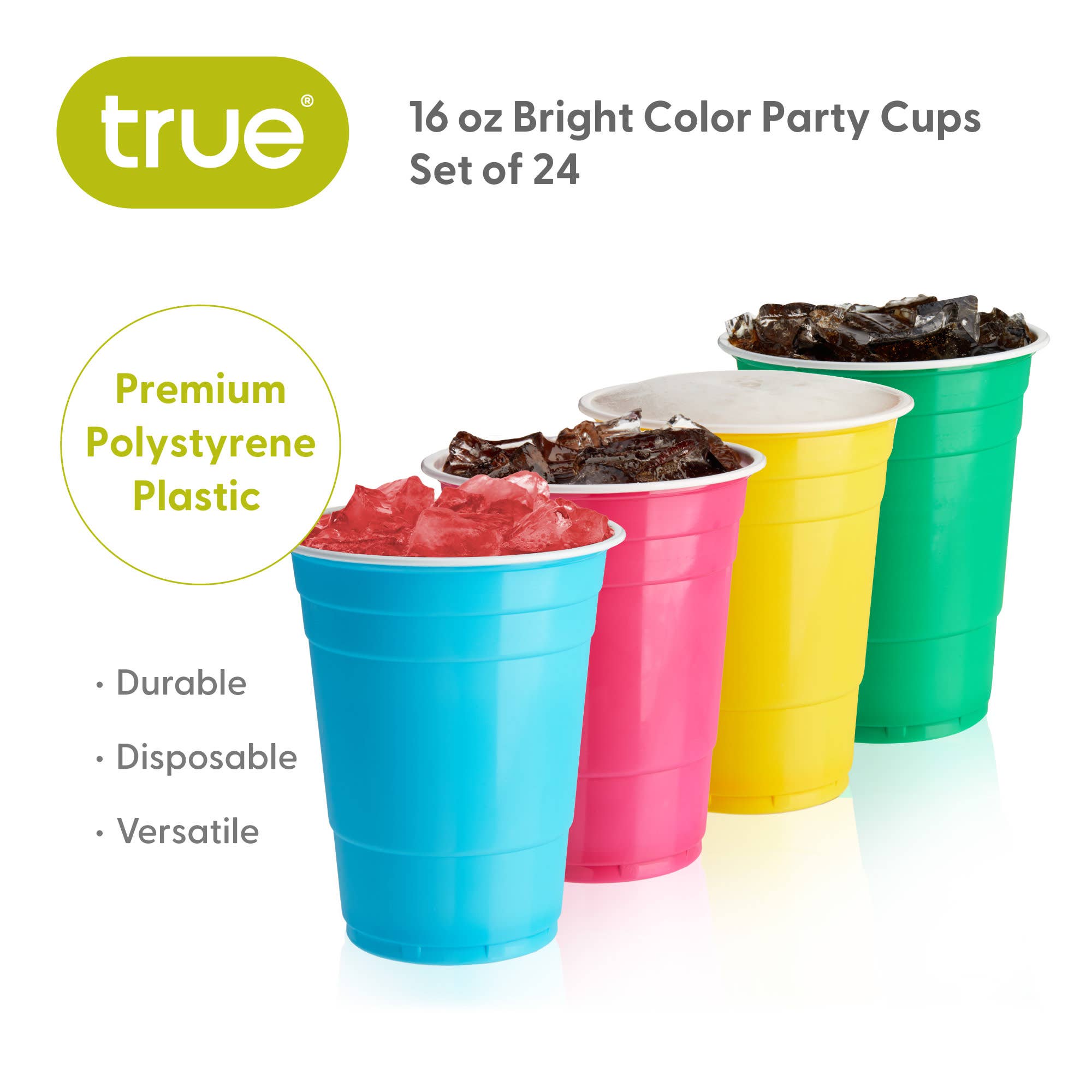 Multicolor Party 16 oz Plastic Cups in Assorted Neon Set of 24 for wholesale on Faire4