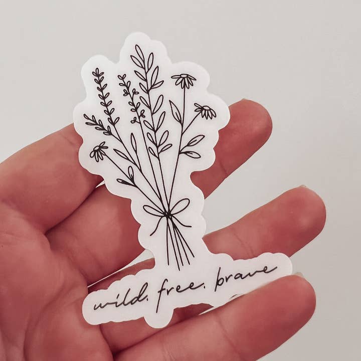 Rensa Wild Free och Brave Wildflower klistermärke för wholesale av Amber Marie Design