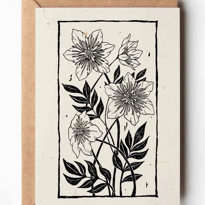'Clematis' Greeting Card for wholesale by Katia Hinic Studio