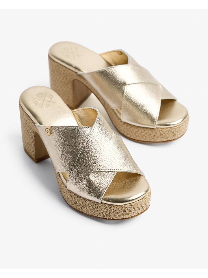POPA - Wholesale Platform Heels - Women's - Melibea Gold Laminated Sandal3