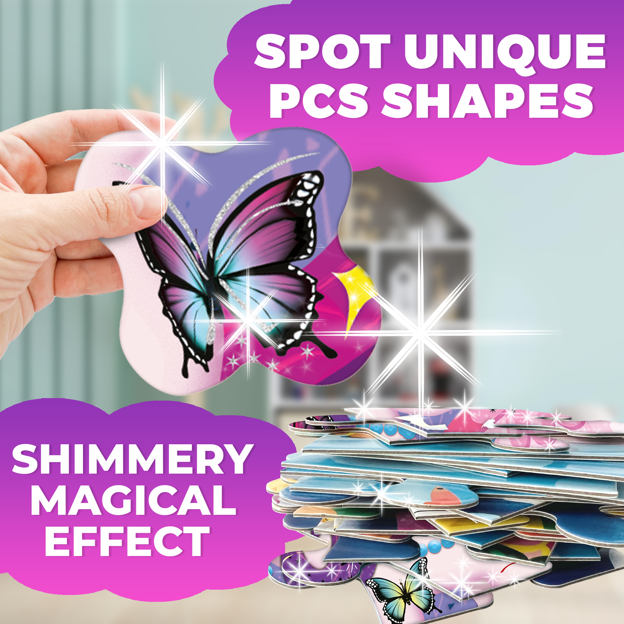 QUOKKA - Wholesale Puzzle - Kids - Unicorn Glitter Shaped Floor Puzzle for Kids3