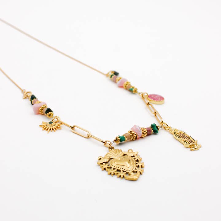 Long necklace with heishi bead charms - CHRISTELLE for wholesale by L'Atelier des Dames
