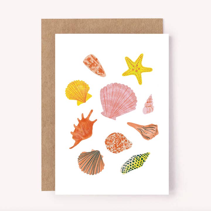 Lauren Sissons Studio - Vente Carte de vœux classique - Carte de vœux Seashells - Carte de coquillages illustrée | Beach0