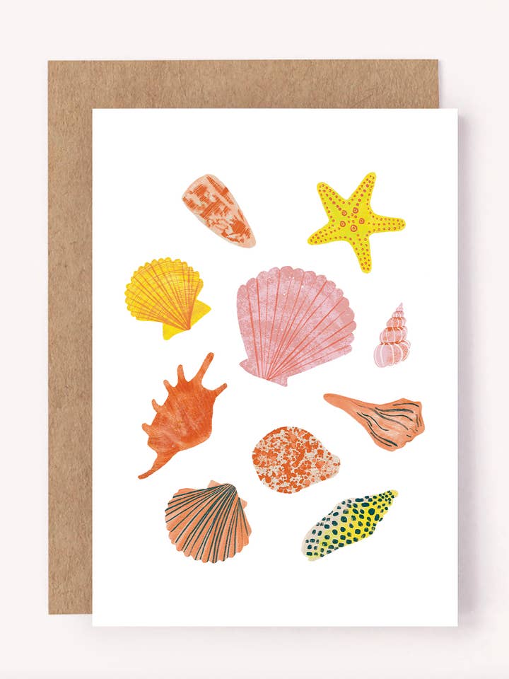 Carte de vœux Seashells - Carte de coquillages illustrée | Beach pour la vente par Lauren Sissons Studio