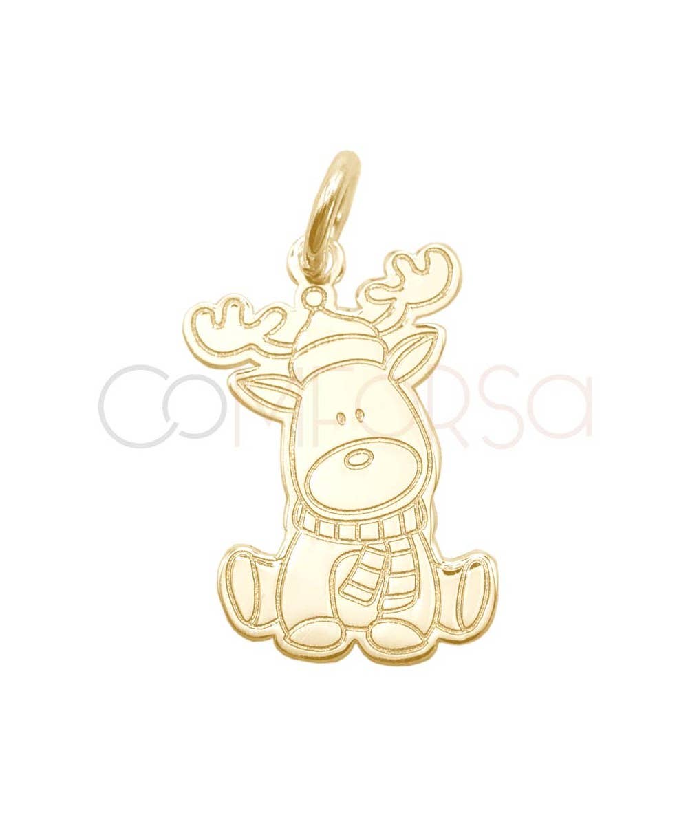 COM FORSA SL - Wholesale Individual Charm/Pendant - Sterling Silver 925 Reindeer With Hat Pendant 10 X 16Mm0