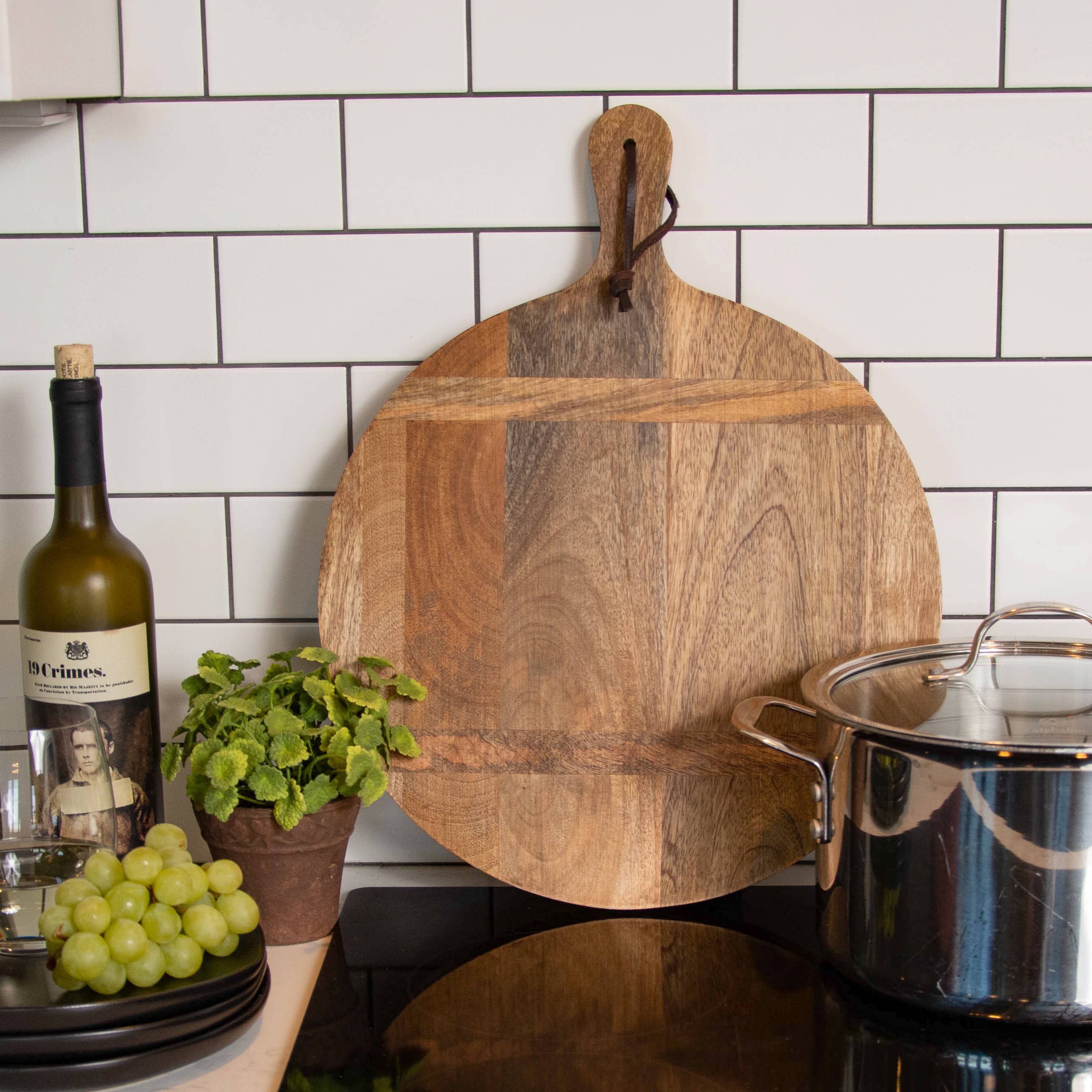 Heritage Lace - Wholesale Serving Tray - Artisan Wood 14" Round Natural Mango Charcuterie Board4