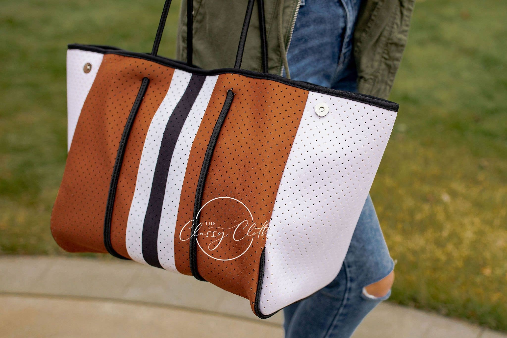 The Classy Cloth WS - Wholesale Beach Bag - Beach Bag - Peanut Butter w/ White Sides RTS3