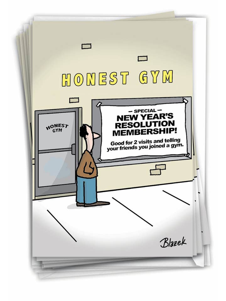Box of 12 New Year's Card - Honest Gym for wholesale by NobleWorks