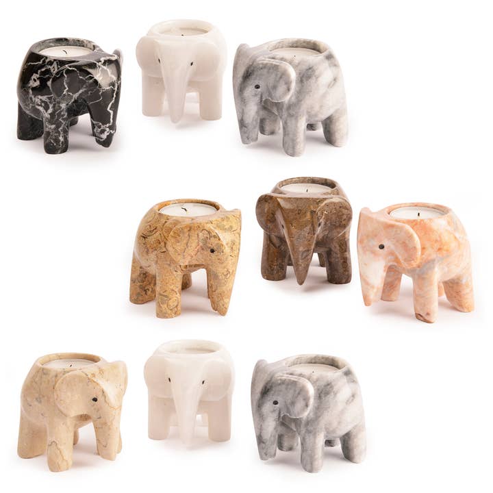 Elephant Tea Light Holders Gift set for wholesale by British Fossils