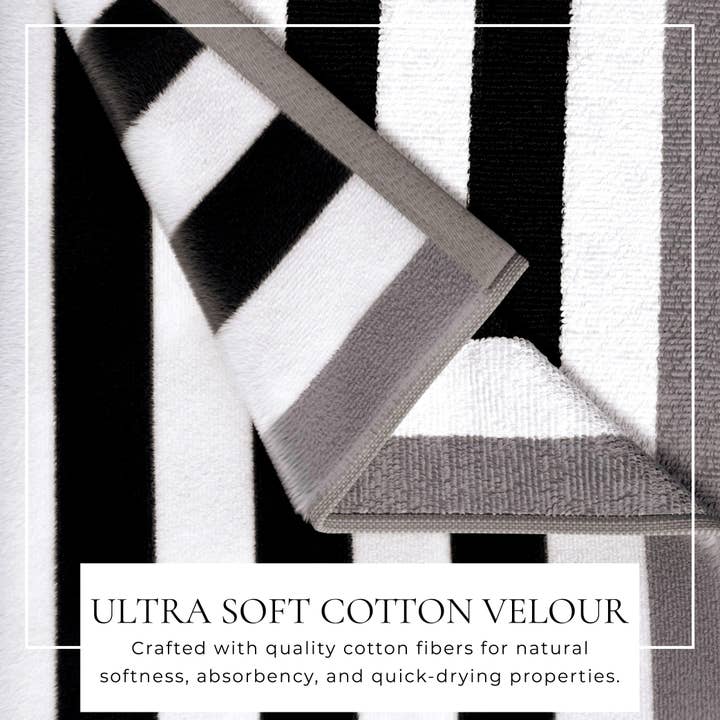 BH Collective - Wholesale Beach Towel - Oversized Striped Border Cabana Beach Towel - Santa Cruz