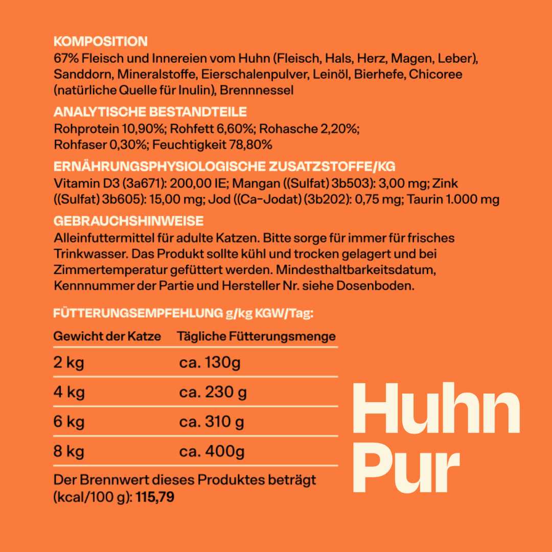 The Healthy Pet Co. GmbH – Großhandel Tiernahrung – Katze – 6 x 200 g Nassfutter – Huhn – Getreidefrei3