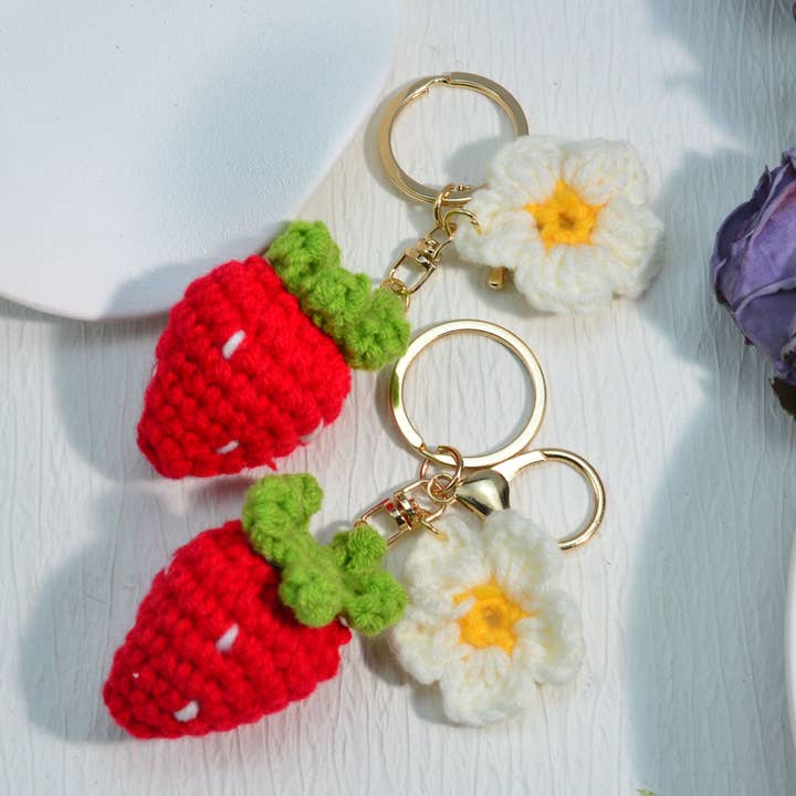 Knit Cherry Strawberry Keychain Bag Car Accessory for wholesale by MKS America