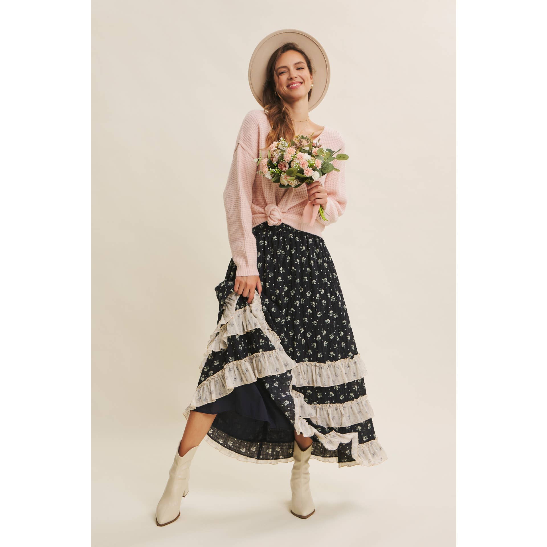 in february - Wholesale Knit Sweater - Women's - KIND TO PLANET WAFFLE SWEATER TOP WITH EXPOSED SEAM37