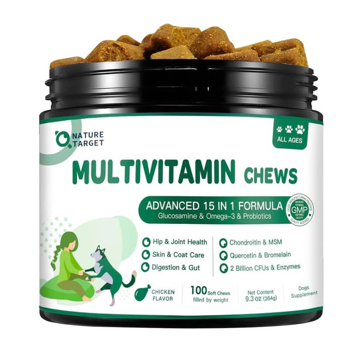 Dog Multivitamin Complete Supplement with MSM & Glucosamine, Omegas 3 & 6, Probiotics for wholesale by Nature Target
