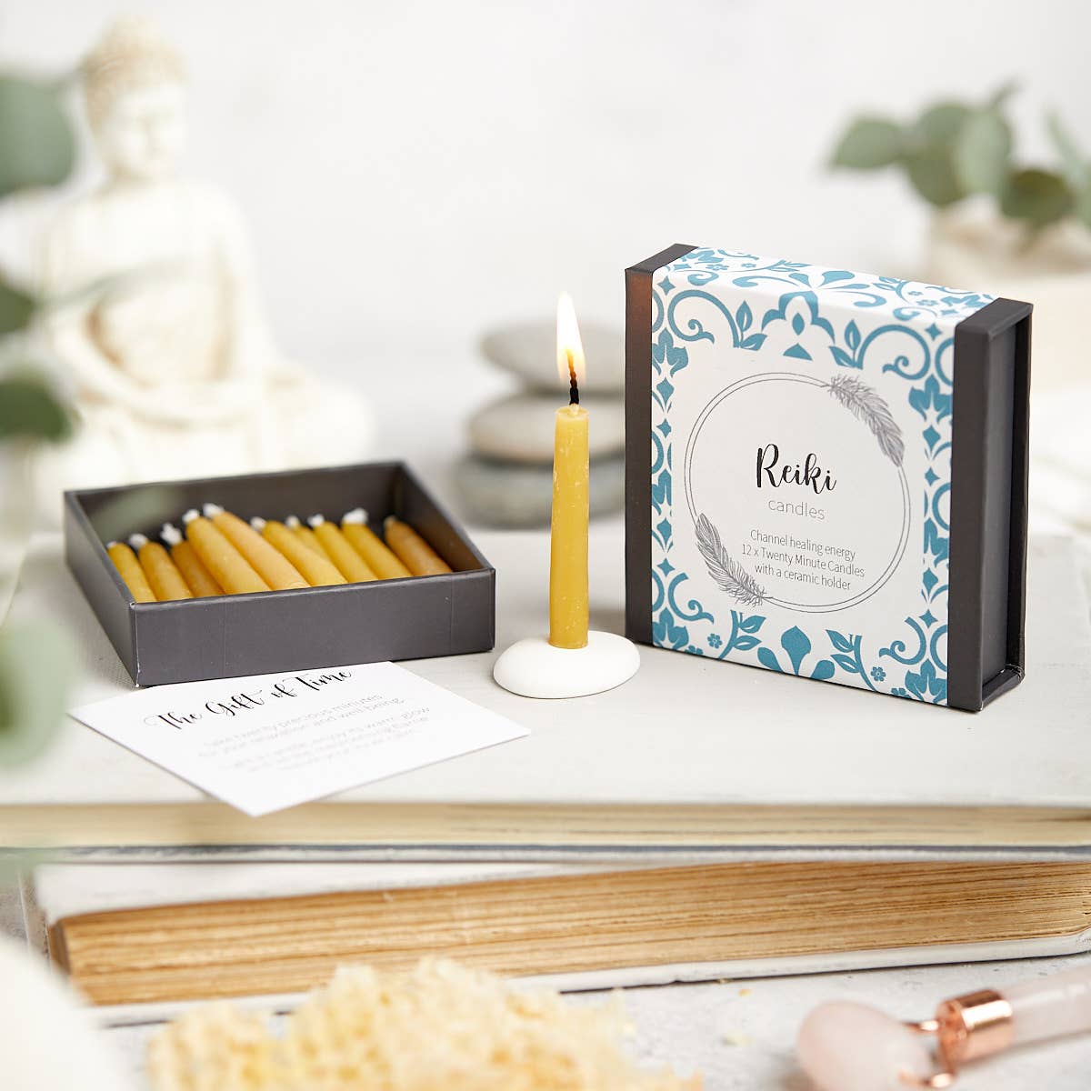 Cotton & Grey - Venta al por mayor Velas cónicas/candeleros - Paquete Mente Cuerpo Alma36