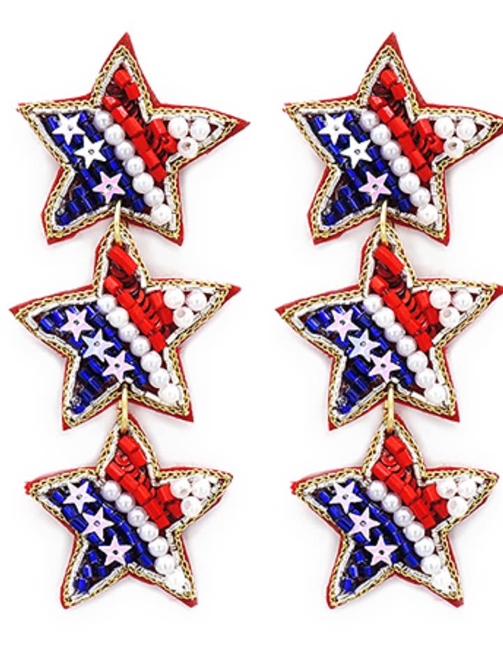 Amerikaanse vlag rood wit en blauw hangende oorbellen voor wholesale door Brookhaven Baubles