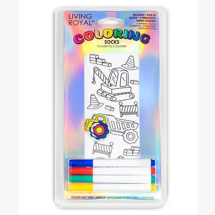 Living Royal - Wholesale DIY Craft Kit - Kids - Ankle Socks - DIY Coloring Kit - Construction Zone0