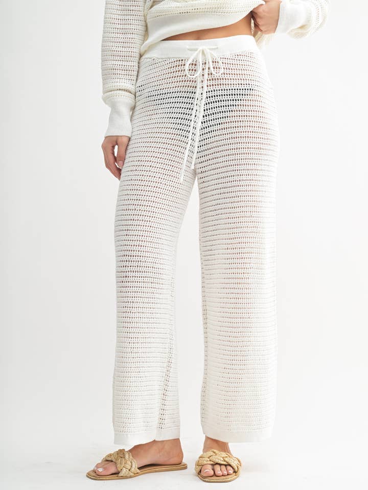 Mono B - Wholesale Pants - Women's - Breezy Crochet Wide-Leg Pants