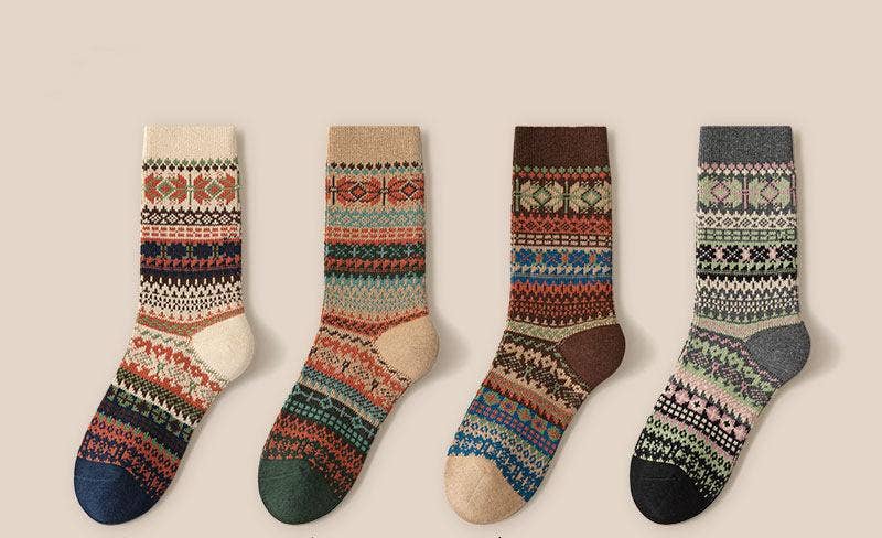 Tourtiwi – Großhandel Socken – Damen – Mid-Tube-Socken für Damen im Retro-Stil ohne Knochen für Herbst und Winter8