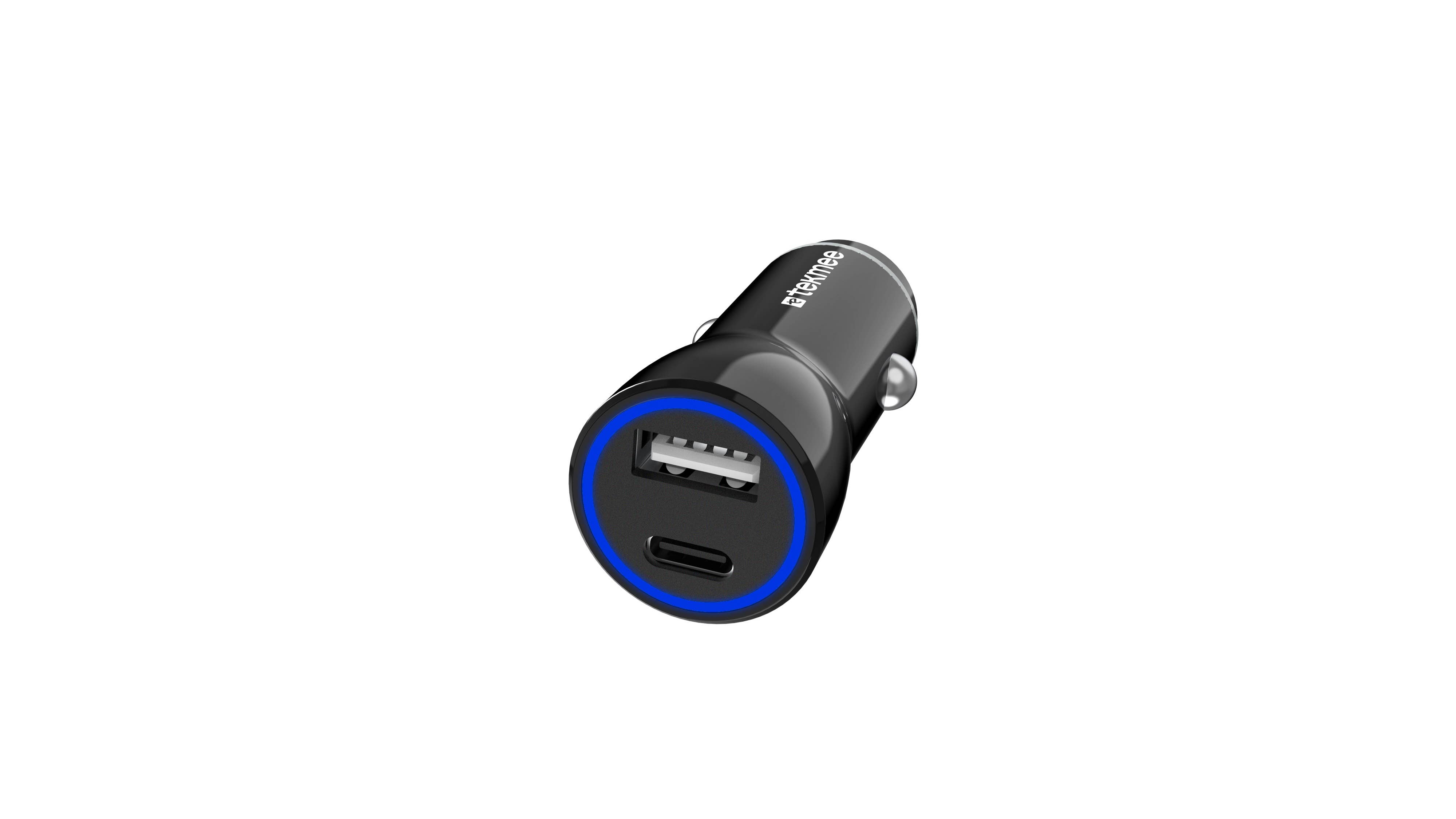 Tekmee - Wholesale Portable Charger - 12W Blue and Black Car Charger with Dual Port Type A and C2